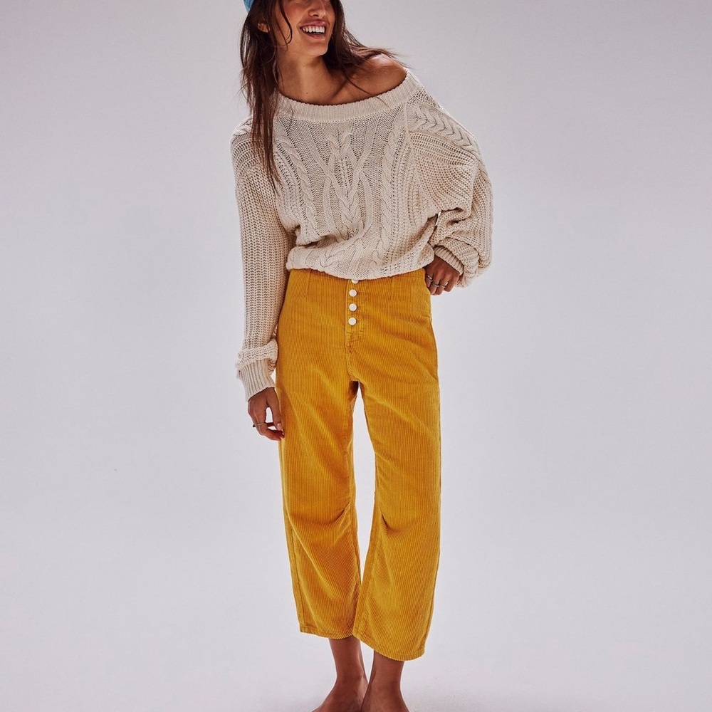 🌻NWT Free People Yellow Osaka Corduroy Jeans || Size 30 🌻